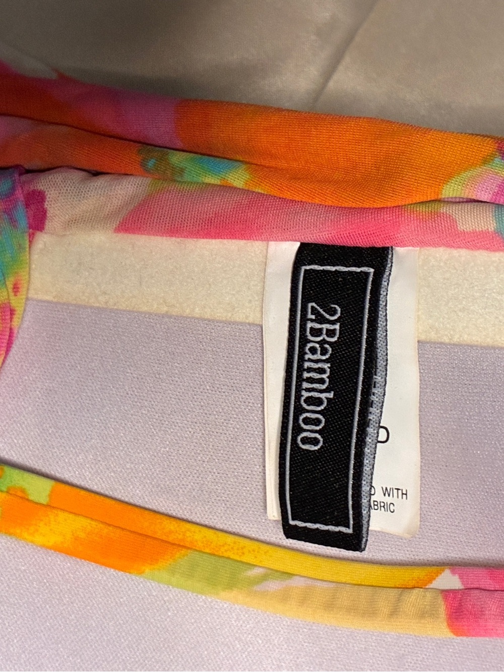 2bamboo Pink Yellow Orange Floral Ruched Tie-Halter Bikini - Picture 4 of 7